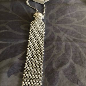 Silver tie necklace